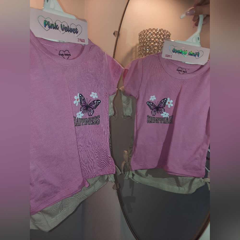 Pink Velvet Butterfly Sequin T-Shirt Pack - Picture 2 of 6